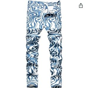 NWT!!! Mens stylish design printed skinny jeans w/ flex waist; sz 36W